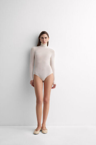 Bodysuit med høj krave i ultralet modal med kashmir