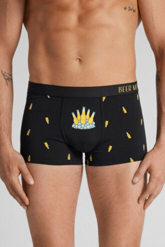 Boxershorts i superkvalitetsbomuld med ølflaskeprint