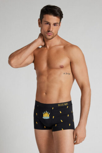 Boxershorts i superkvalitetsbomuld med ølflaskeprint