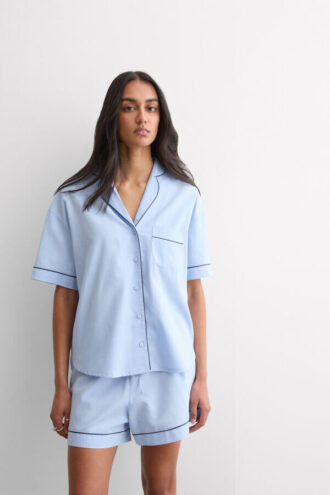 Chambray Ni bomulds- og modal-pyjamas