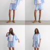 Chambray Ni bomulds- og modal-pyjamas