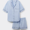 Chambray Ni bomulds- og modal-pyjamas