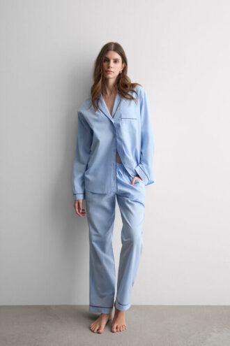 Chambray Ni lang pyjamas i bomuld og modal