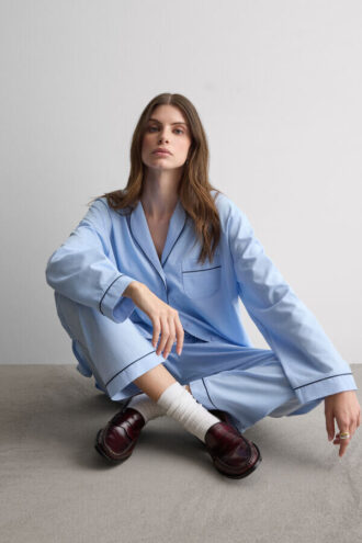 Chambray Ni lang pyjamas i bomuld og modal