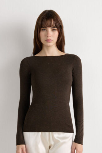 Crewneck-top i modal light med cashmere lame