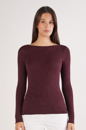 Crewneck-top i modal light med cashmere lame