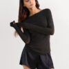 Crewneck-top i modal light med cashmere lame Crewneck-top i modal light med cashmere lame