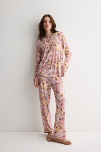 Fresh Bamboo lang pyjamas med blomsterprint