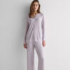 Kort pyjamas med blondekant og knapper i modal Kort pyjamas med blondekant og knapper i modal