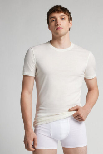 Kortærmet T-shirt i stretchmerinould