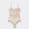 Lace Bodysuit i tyl og blonder med Pretty Flowers-print Lace Bodysuit i tyl og blonder med Pretty Flowers-print