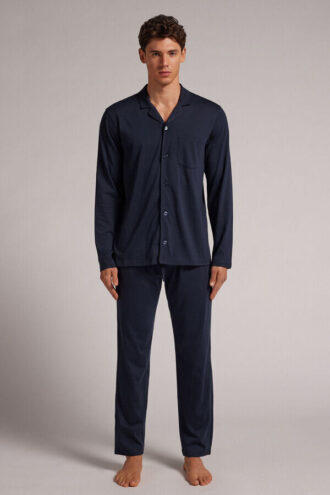 Lang pyjamas med knapper foran i super bomuld