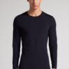 Langærmet bluse med rund hals i merinould Langærmet bluse med rund hals i merinould