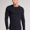 Langærmet bluse med rund hals i merinould Langærmet bluse med rund hals i merinould