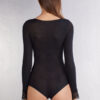 Langærmet bodysuit i ultralet modal med kashmir og blonder