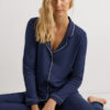 Langærmet pyjamasbluse i mikromodal