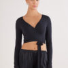 Langærmet wrap-top i ultralet modal med kashmir Langærmet wrap-top i ultralet modal med kashmir