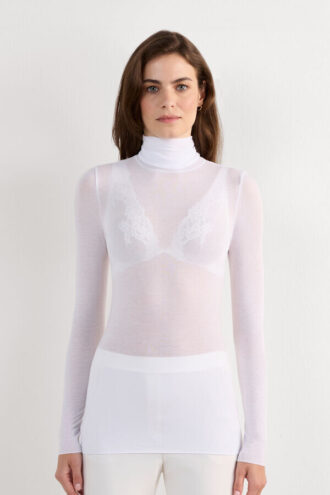 Modal Cashmere Ultralet Top med høj halsudskæring