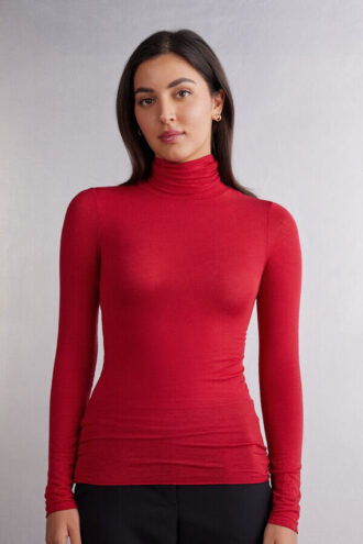 Modal Cashmere Ultralet Top med høj halsudskæring