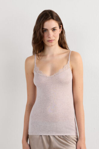 Modal ultralet cashmere-blanding med blonder