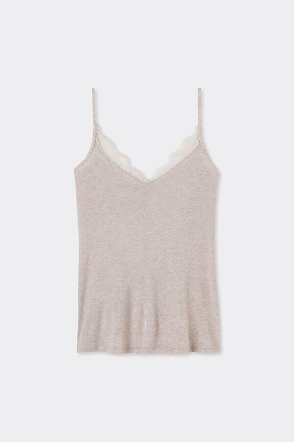 Modal ultralet cashmere-blanding med blonder Modal ultralet cashmere-blanding med blonder