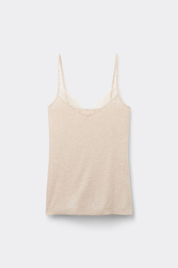 Modal ultralet cashmere-blanding med blonder Modal ultralet cashmere-blanding med blonder