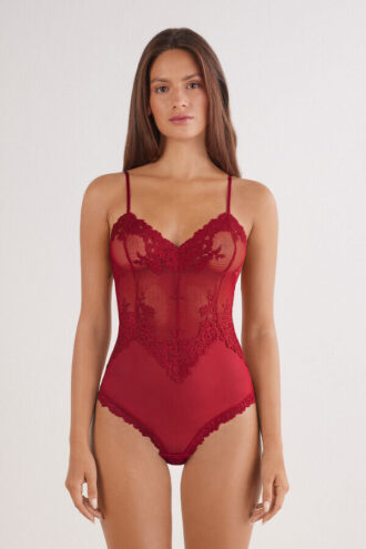 Pretty Flowers Lace Bodysuit i tyl og blonder