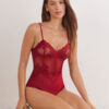 Pretty Flowers Lace Bodysuit i tyl og blonder Pretty Flowers Lace Bodysuit i tyl og blonder