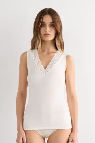 Pretty Flowers modal- og blonder-tanktop med blomster