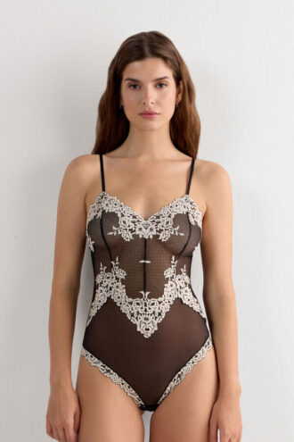 Pretty Flowers Tulle and Lace Bodysuit