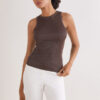 Ribbet bomuldslamé-tanktop Ribbet bomuldslamé-tanktop