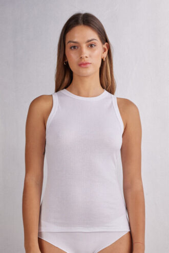 Ribbet tanktop i superior bomuld