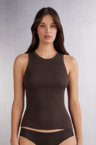 Ribbet tanktop i superior bomuld