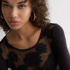 Sensuel tekstur Frisk bambus og Lace Bodysuit langærmet