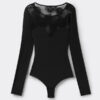 Sensuel tekstur Frisk bambus og Lace Bodysuit langærmet