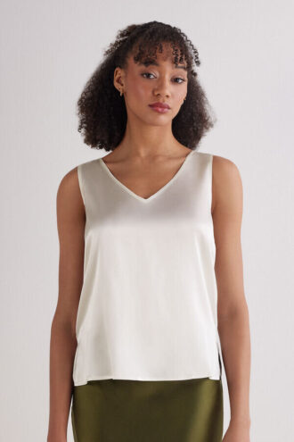 Silke-tanktop med V-hals