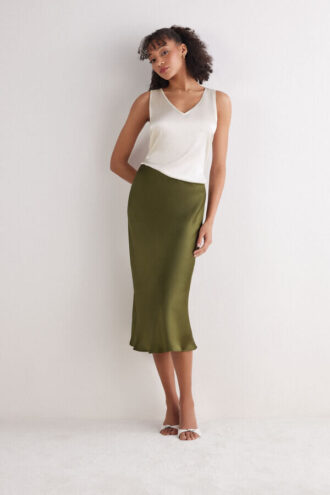 Silke-tanktop med V-hals