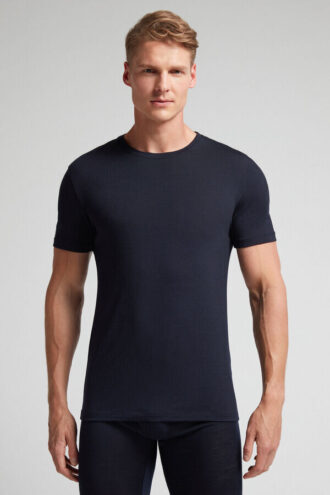 Stretch-merinould-T-shirt med korte ærmer