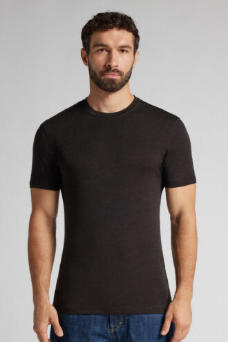Stretch-merinould-T-shirt med korte ærmer