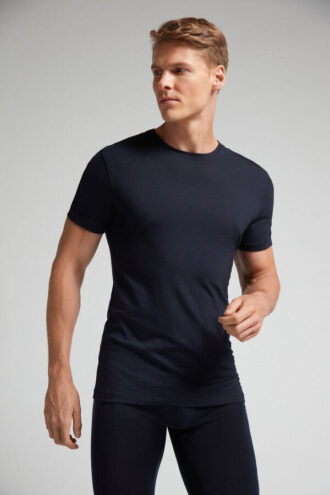 Stretch-merinould-T-shirt med korte ærmer