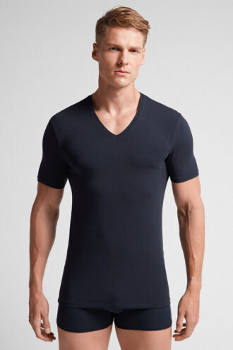 Stretch Superior bomulds-T-shirt med V-hals