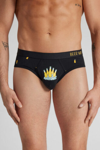 Underbukser i super bomuld med ølflaskeprint